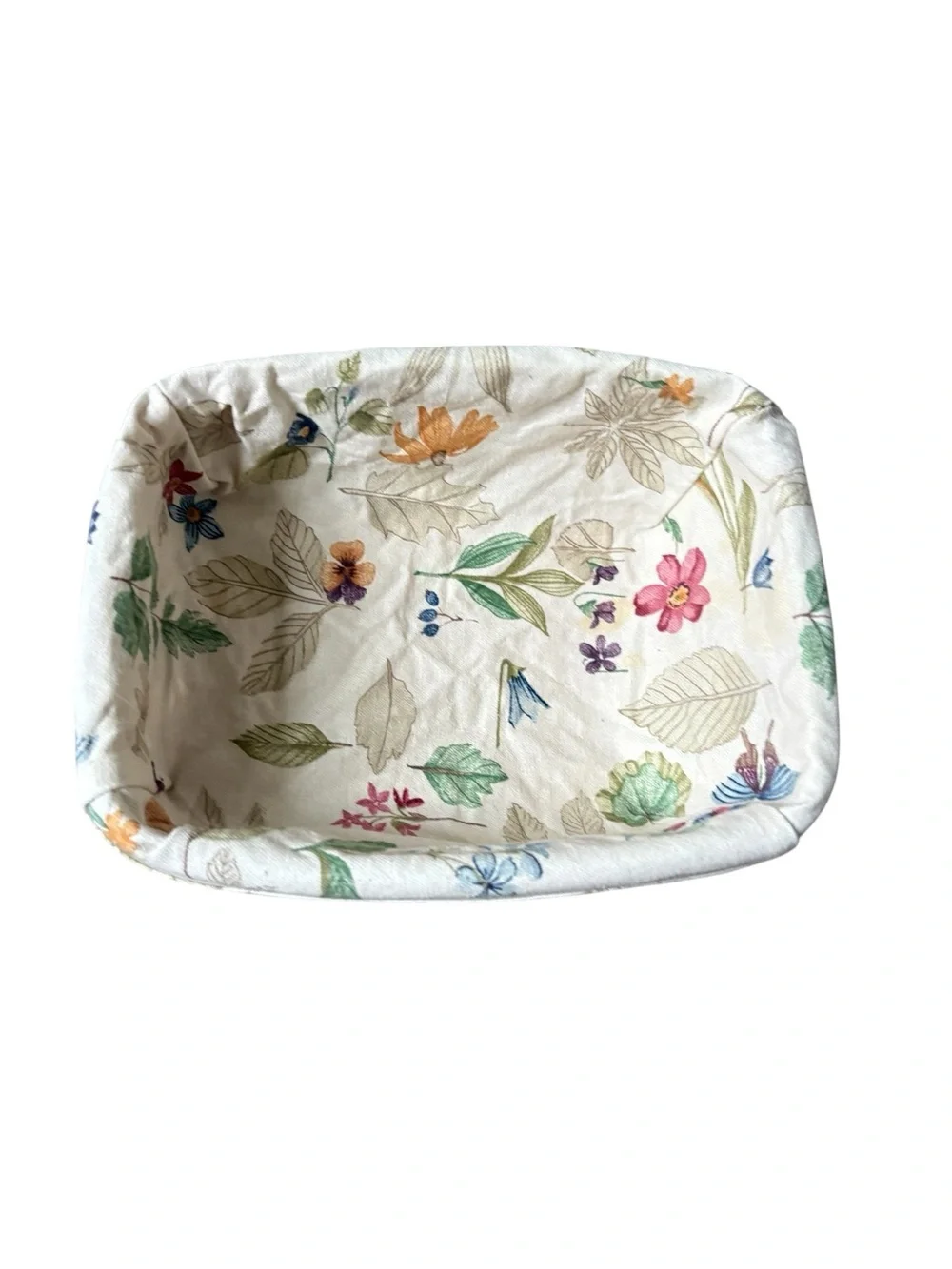 Vintage Longaberger Handwoven Basket with Floral Fabric Liner Storage Decor